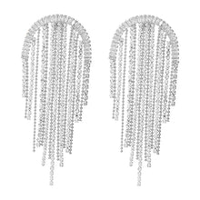 crystal studded diamond danglers with geometric semi circular design