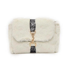 glitter strap white fur bag edgability