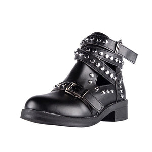 studded black ankle boots with buckles edgability