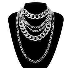 silver chains layered statement necklace edgability front view