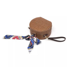 rattan bag round bag box bag wristlet with scarf edgability top view
