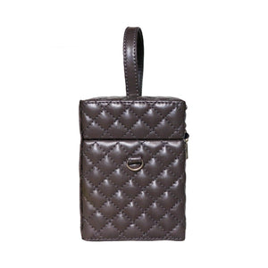 quilted grey box bag with top handle edgability detail view