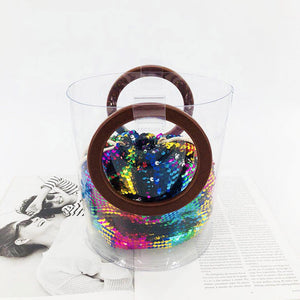 sequins bag bucket bag clear bag edgability front view