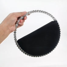 semi circle diamond crystals studded bag edgability model view