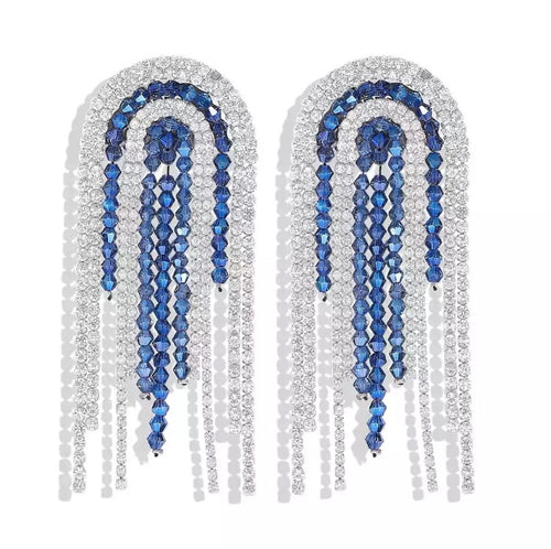 blue silver studs statement earrings trendy jewellery edgability