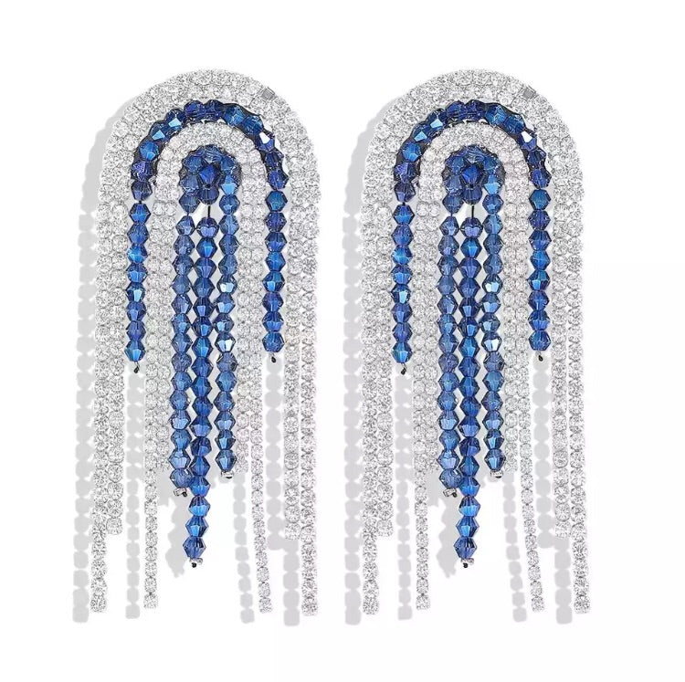 blue silver studs statement earrings trendy jewellery edgability