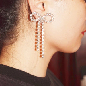diamond crystal bow earrings statement jewelry edgability model view