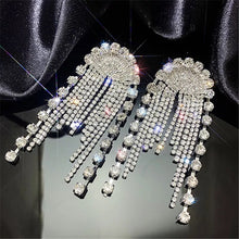 crystal studded chandelier statement earrings edgability top view