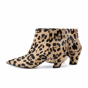 leopard boots ankle boots with heels edgability side view