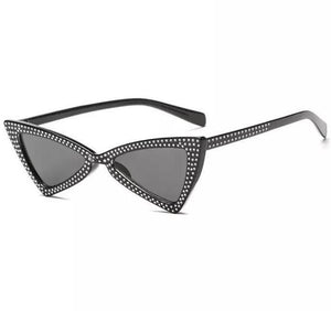 black shades sparkly sunglasses retro sunglasses edgability angle view