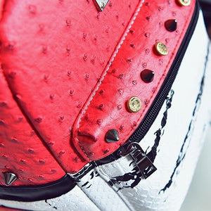 marble red backpack studded bag edgability detail view