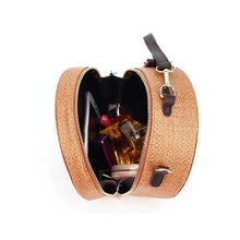rattan bag box bag round bag wristlet with scarf edgability open view