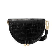 semi circle classy croc skin black bag sling bag edgability front view