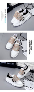 quirky embroidered white sneakers with crystals edgability top view