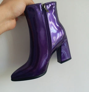 patent leather boots metallic boots ankle boots edgability side view