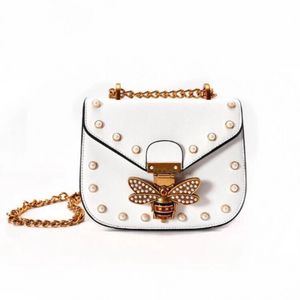pearl studded butterfly white bag edgability