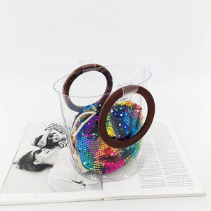 sequins bag bucket bag clear bag edgability