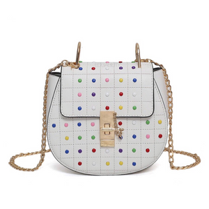 multicoloured studded bag classy bag edgability