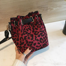 leopard print red bag drawstring bucket bag edgability back view