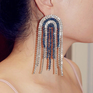 blue silver studs statement earrings trendy jewellery edgability model view
