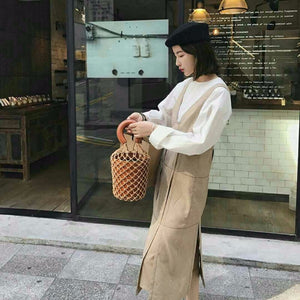 bucket bag basket drawstring bag brown bag edgability model view