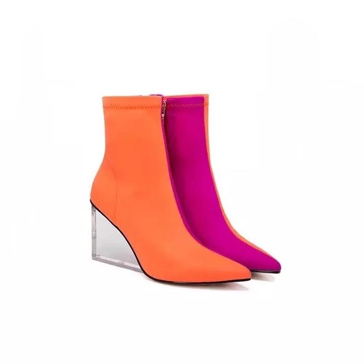 orange pink ankle boots edgy shoes edgability