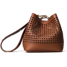 brown handbag bucket bag edgability