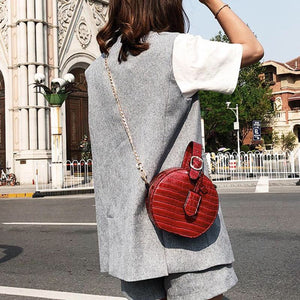 round bag box bag sling bag croc skin bag edgability model view