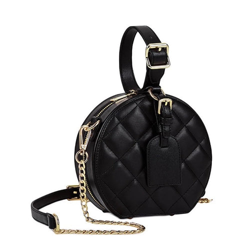 quilted round black bag box bag with top handle edgability