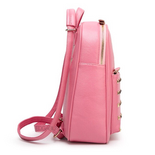 gold rivets light pink backpack side view edgability