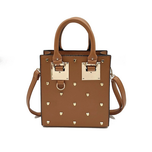 heart studded bag tan bag edgability