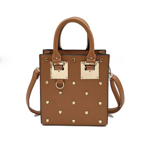 heart studded bag tan bag edgability