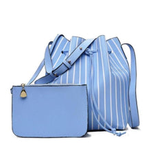 striped blue drawstring bucket bag edgability