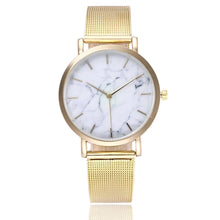 gold watch marble design dial edgability front view