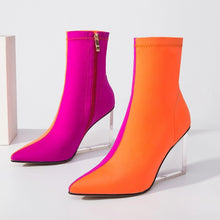 orange pink ankle boots edgy shoes edgability side view