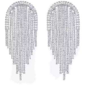 crystal studded diamond danglers with geometric semi circular design front view