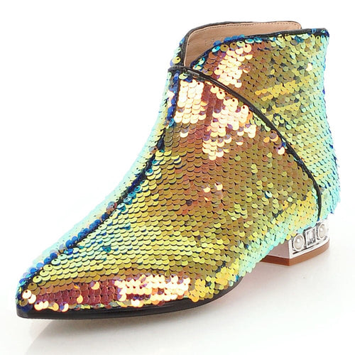 metallic gold sequins ankle boots edgability