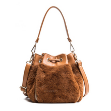 fur bag brown bag drawstring bag edgability back view
