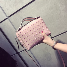 monotoned pink studded bag size view edgability