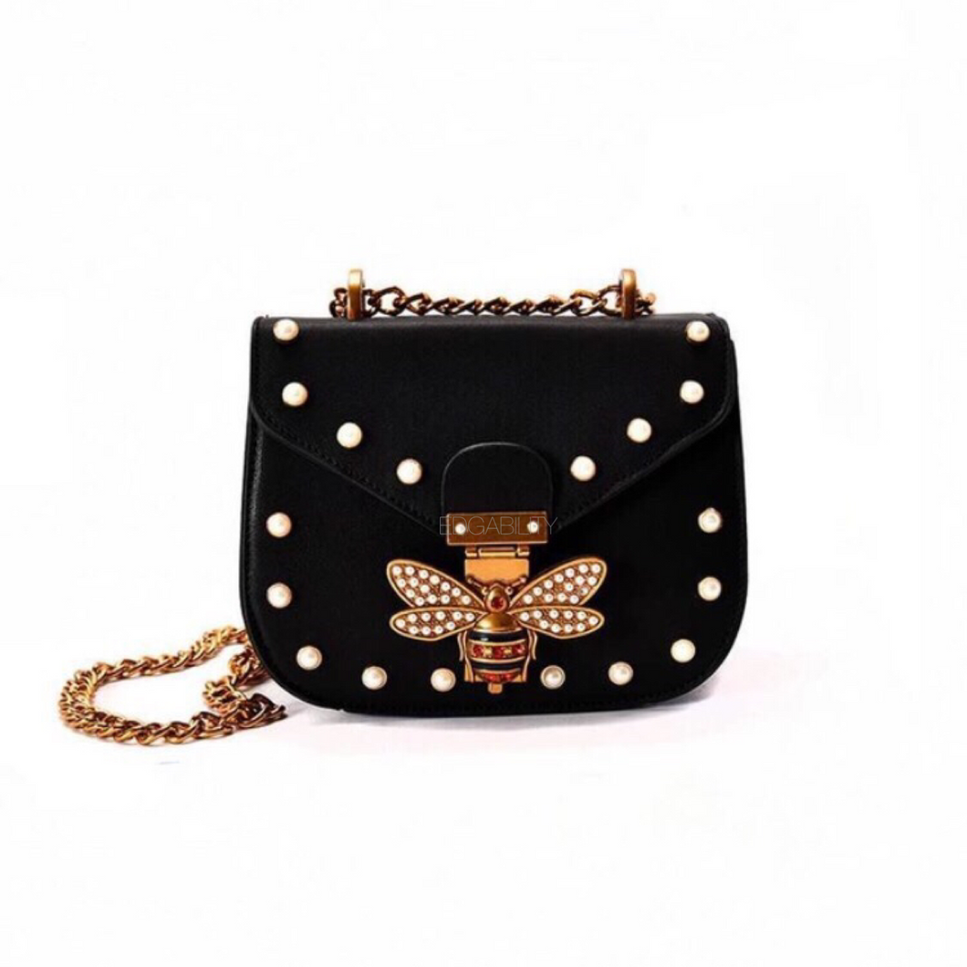 pearl studded butterfly black bag edgability