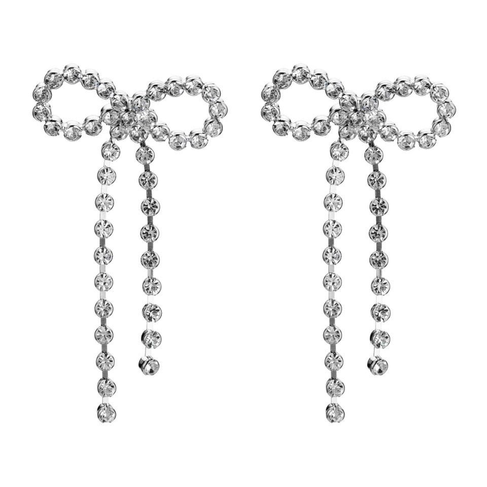 diamond crystal bow earrings statement jewelry edgability