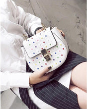 multicoloured studded bag classy bag edgability model view