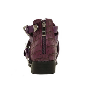 flat croc skin ankle boots edgability back view