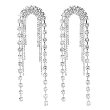 long dangler rhinestone crystals zircon diamond earrings edgability front view