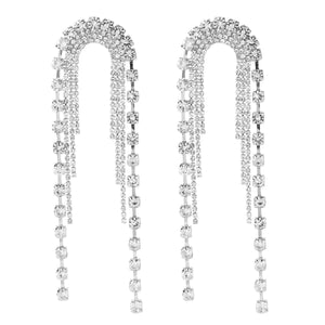 long dangler rhinestone crystals zircon diamond earrings edgability front view