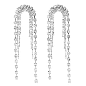 long dangler rhinestone crystals zircon diamond earrings edgability front view