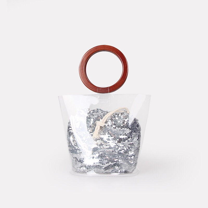 clear bag sequins bag bucket bag edgability