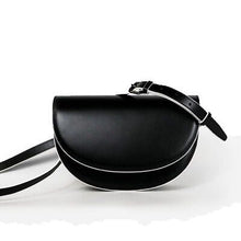 semi circle black and white sling bag edgability