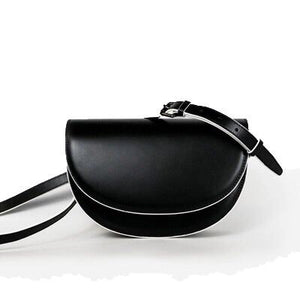 semi circle black and white sling bag edgability