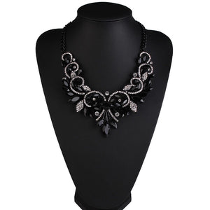 floral statement jewelry black necklace edgability size view